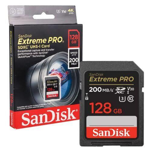 کارت حافظه SDXC سن دیسک مدل Extreme Pro کلاس 10 استاندارد UHS-I U3 V30 سرعت 200 مگابایت بر ثانیه ظرفیت 128 گیگابایت