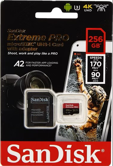 کارت حافظه MicroSDXC سن دیسک مدل Extreme PRO کلاس A2 استاندارد UHS-I U3 سرعت 170مگابایت بر ثانیه ظرفیت 256 گیگابایت به همراه آداپتور SD