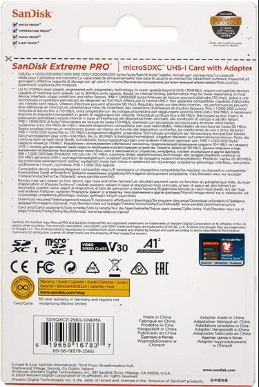 کارت حافظه MicroSDXC سن دیسک مدل Extreme PRO کلاس A2 استاندارد UHS-I U3 سرعت 200 مگابایت بر ثانیه ظرفیت 256گیگابایت به همراه آداپتور SD